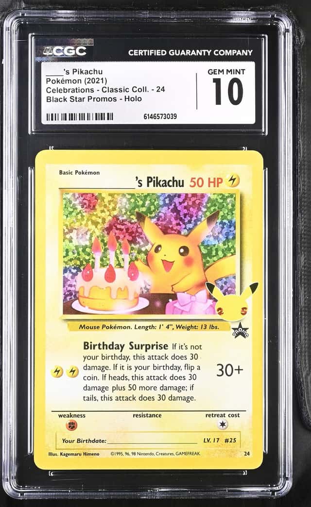 CGC 10 - BIRTHDAY PIKACHU - 24 BLACK STAR PROMOS HOLO POKEMON