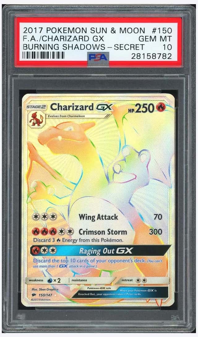 Pokemon PSA 10 Charizard GX Secret Rare 2017 150/147 Burning Shadows English