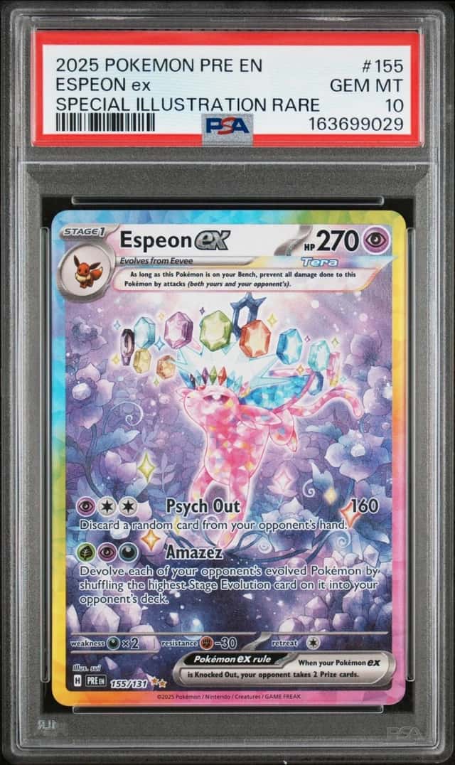 2025 POKEMON PRISMATIC EVOLUTIONS SPECIAL ILLUSTRATION RARE ESPEON EX PSA 10