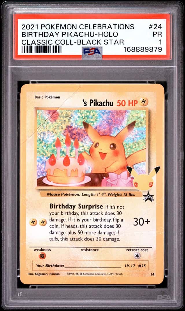 2021 POKEMON CELEBRATIONS CLASSIC COLLECTION #24 BIRTHDAY PIKACHU-HOLO PSA 1