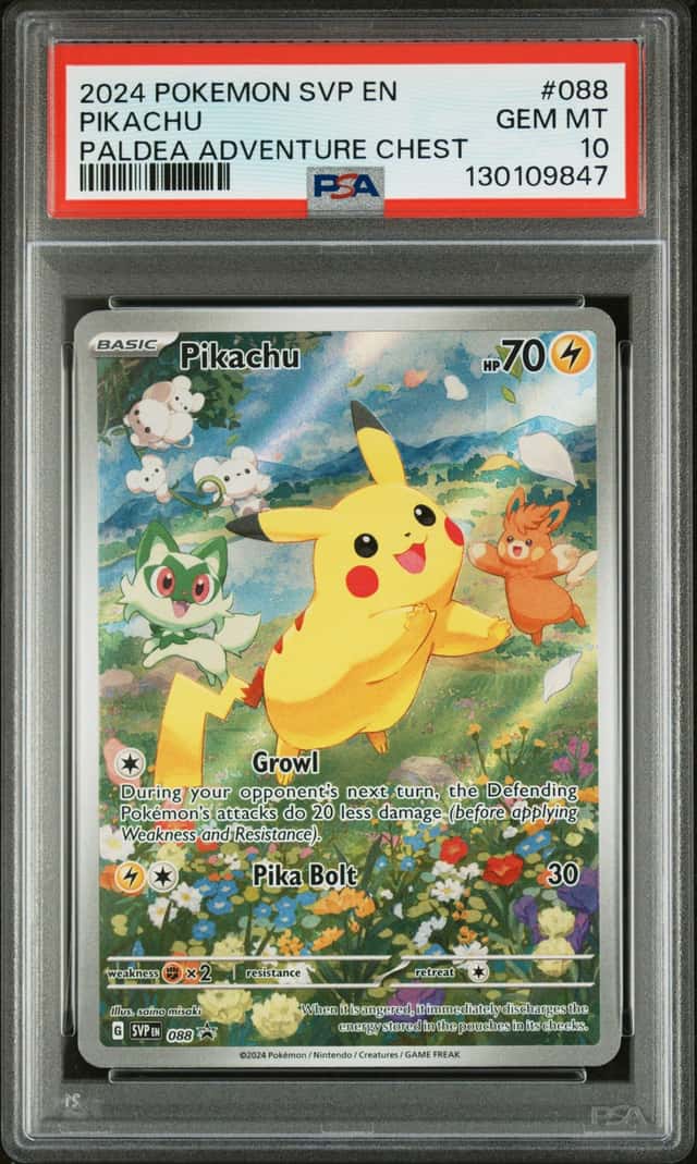 Pikachu (Paldea Adventure Chest) Holo Pokémon Scarlet & Violet Black Star PSA 10