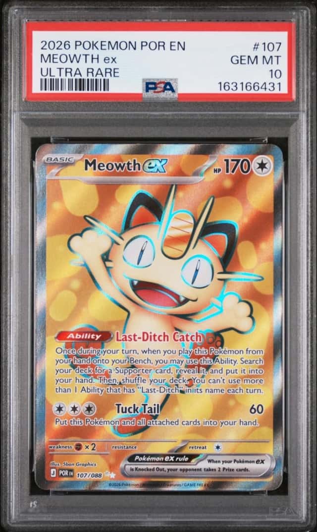 2026 POKEMON POR EN-PERFECT ORDER ULTRA RARE #107 MEOWTH EX PSA 10