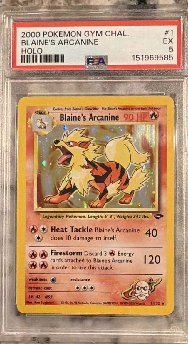 Pokémon TCG Blaine's Arcanine 1/132 Gym Challenge Holo PSA 5 2000 EN