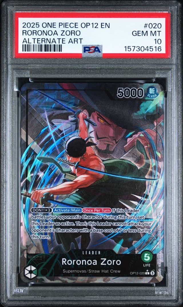 2025 ONE PIECE OP12-LEGACY OF THE MASTER ALTERNATE ART #020 RORONOA ZORO PSA 10