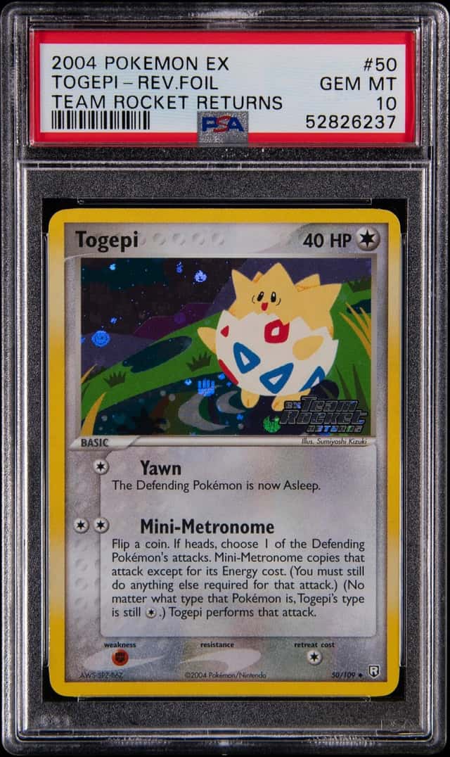 2004 Pokemon EX Team Rocket Returns Reverse Foil #50 Togepi - PSA GEM MT 10