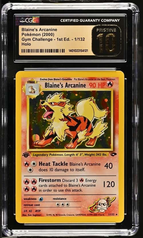 2000 Pokemon Gym Challenge 1st Edition Holo #1 Blaine's Arcanine - CGC PRISTINE 10