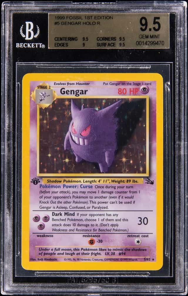 1999 Pokemon Fossil 1st Edition Holo #5 Gengar - BGS GEM MINT 9.5
