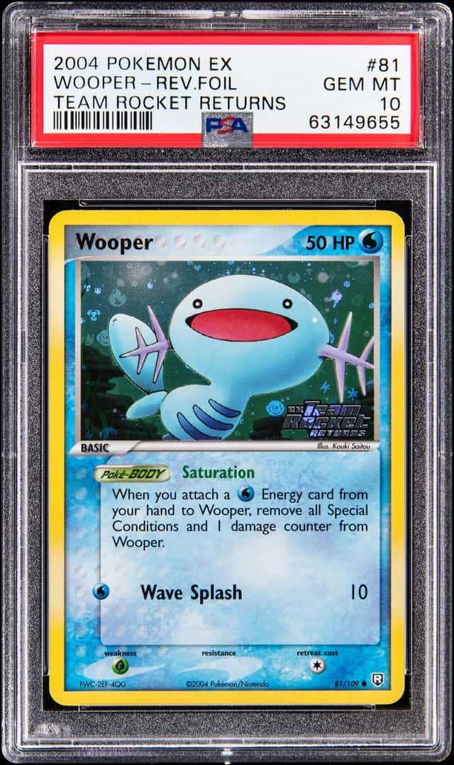 2004 Pokemon EX Team Rocket Returns Reverse Holo #81 Wooper - PSA GEM MT 10 - Top Pop