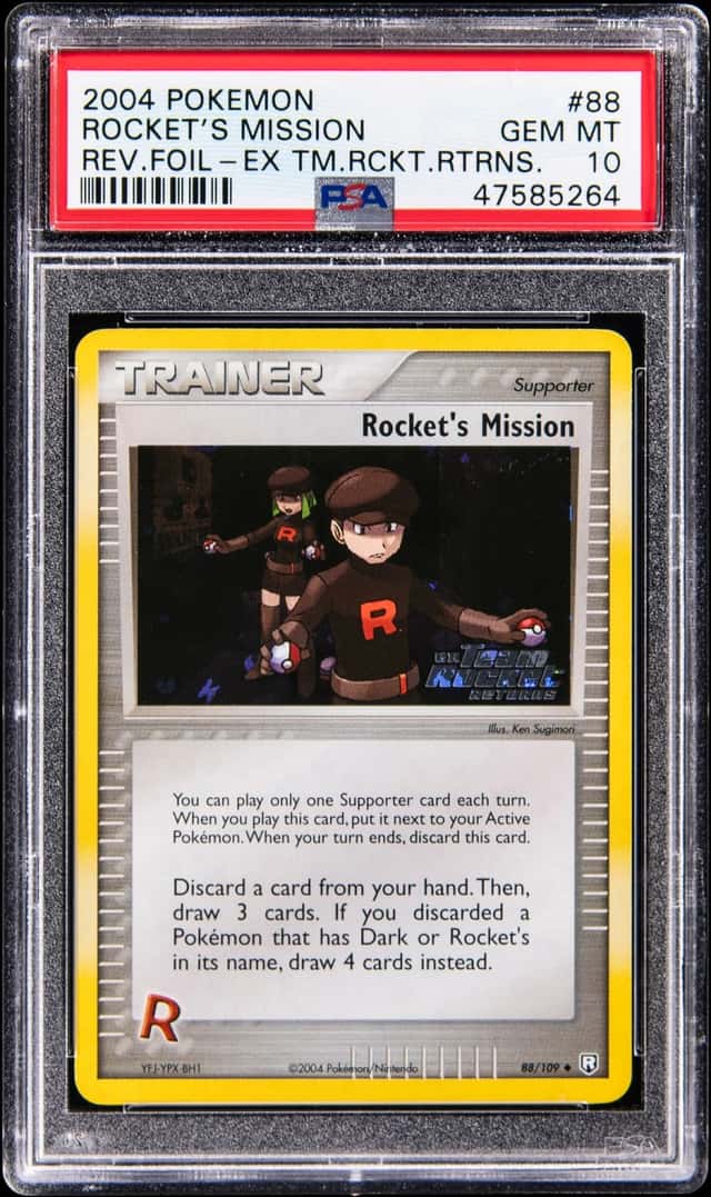 2004 Pokemon EX Team Rocket Returns Reverse Foil #88 Rocket's Mission - PSA GEM MT 10