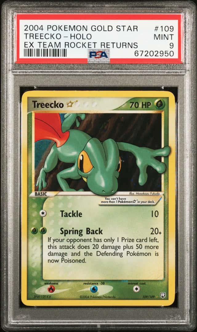 2004 Pokemon EX Team Rocket Returns Gold Star Holo #109 Treecko - PSA MINT 9