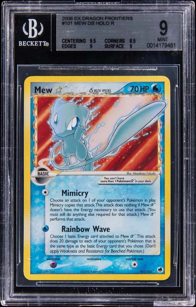 2006 Pokemon EX Dragon Frontiers Gold Star Holo #101 Mew - BGS MINT 9