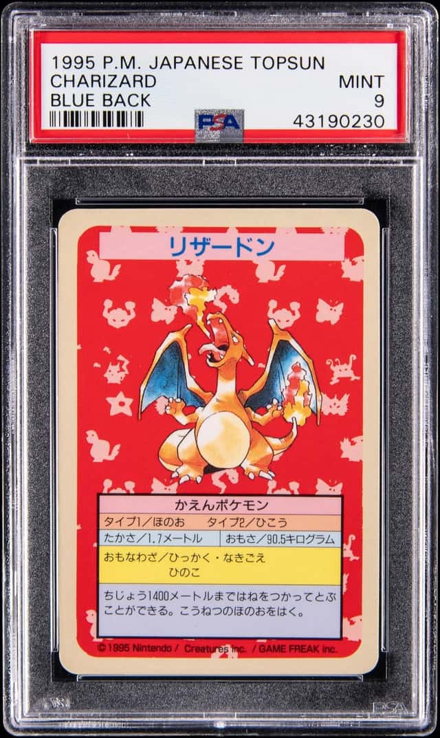1997 Pokemon Japanese Topsun Blue Back No Number Charizard - PSA MINT 9