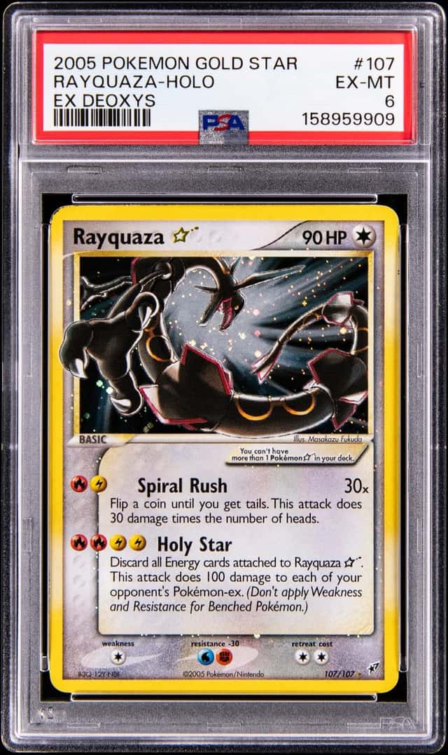 2005 Pokemon EX Deoxys Gold Star Holo #107 Rayquaza - PSA EX-MT 6