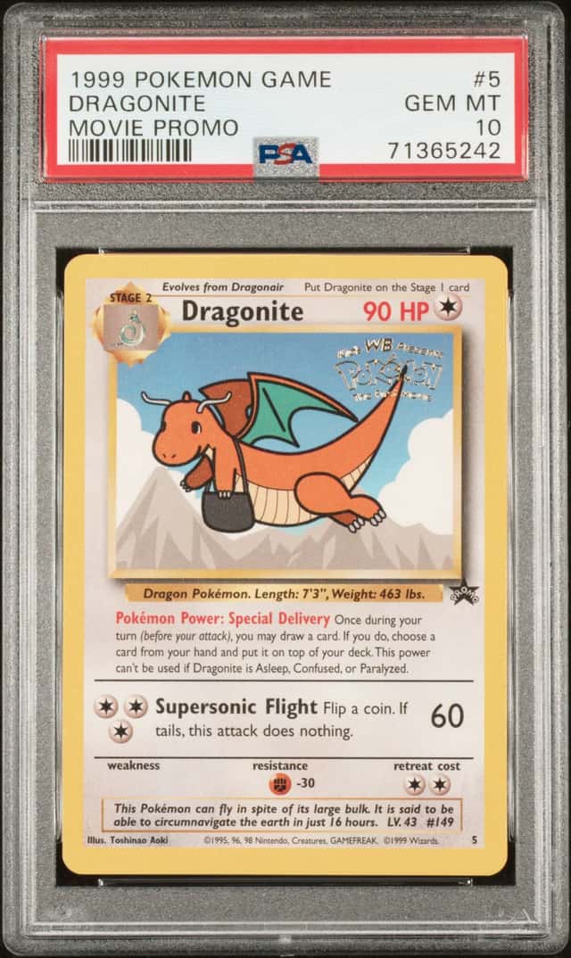 1999 Pokemon Game Movie Promo #5 Dragonite - PSA GEM MT 10