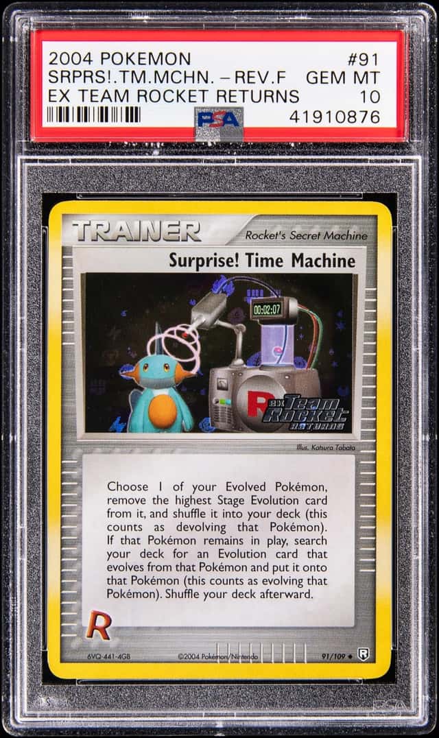 2004 Pokemon EX Team Rocket Returns Reverse Foil #91 Surprise! Time Machine - PSA GEM MT 10