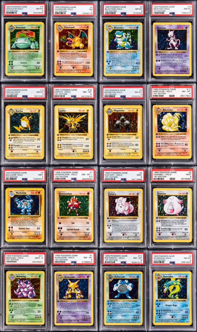 1999 Pokemon Base Set 1st Edition PSA-Graded Complete Set (102) - Featuring Charizard, Blastoise, Venusaur Holo Cards
