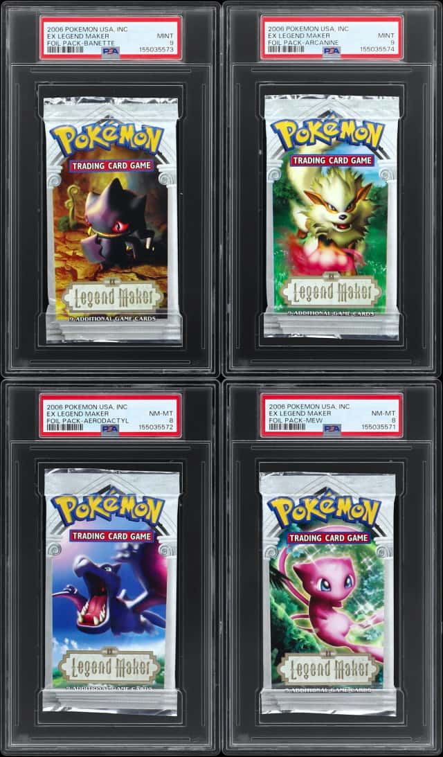 2006 Pokemon EX Legend Maker Unopened Foil Packs PSA-Graded Collection (4) - Featuring All Four Pack Art Variations, Sequential PSA Certification Numbers - Possible Gold Star Registeel, Regice, Regirock
