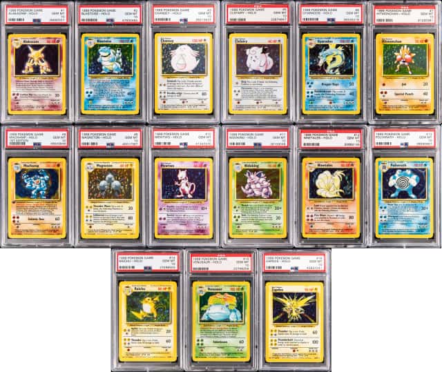 1999 Pokemon Base Set PSA GEM MT 10 Near Set (101/102) - Featuring Holo Blastoise, Venusaur, Mewtwo
