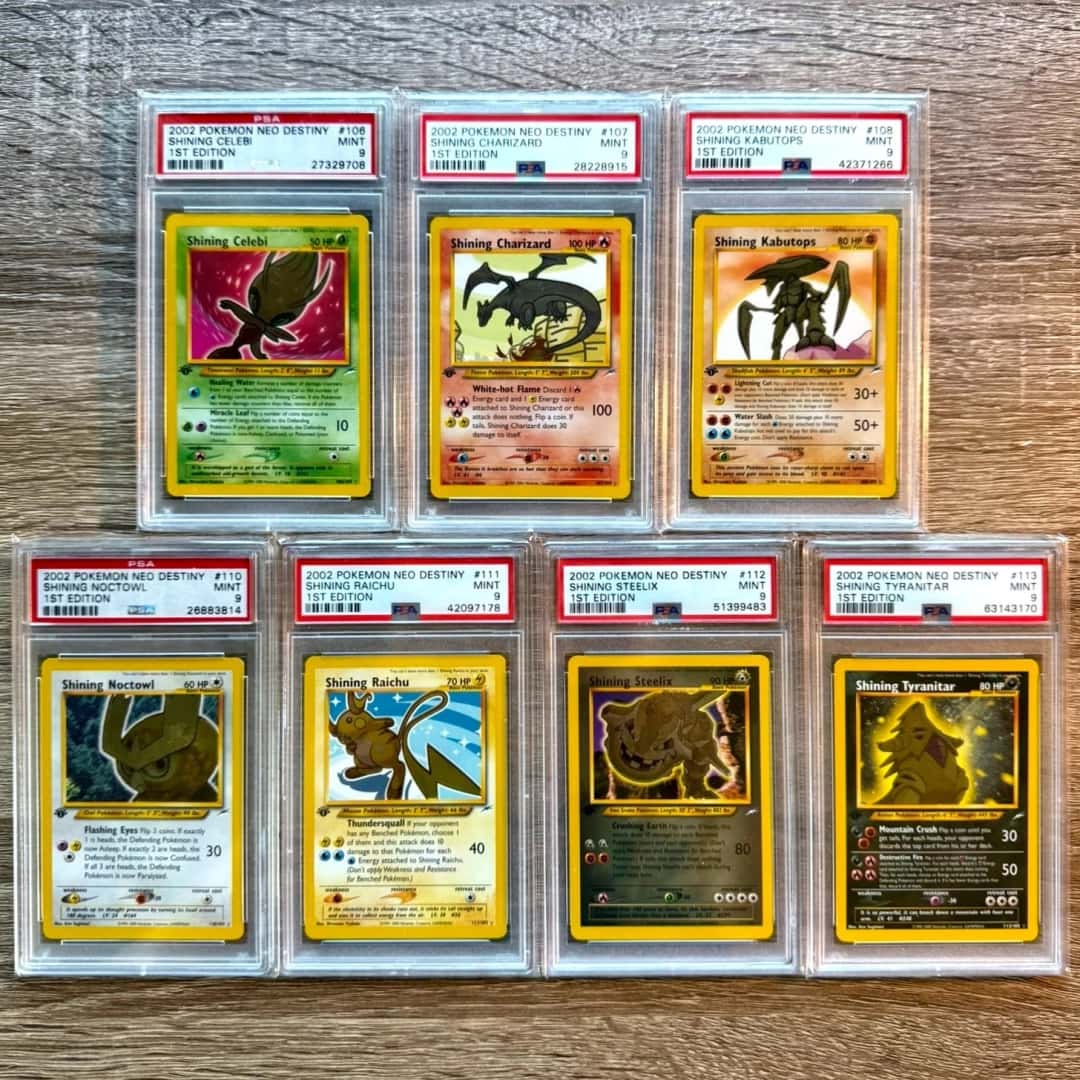 1st Edition PSA 9 Neo Destiny Shining Bundle! Charizard 107 Tyranitar 113 Raichu