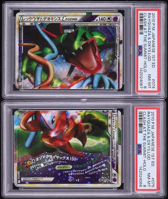 Lot(2) 2010 Pokemon Japanese Clash At The Summit 1st Ed Holo Rayquaza & Deoxys Legend PSA 8 ALL