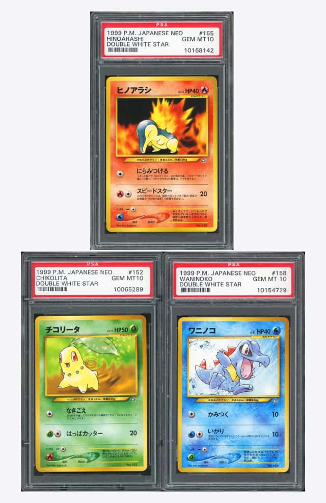 PTCG 宝可梦 三张PSA10 小锯鳄&火球鼠&菊草叶 1999 No.152&155&158 NEO 日文