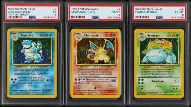 1999 Pokemon Base Set Complete Set (102) - Including (3) PSA-Graded Examples - Featuring Holo Charizard, Blastoise, Venusaur Cards