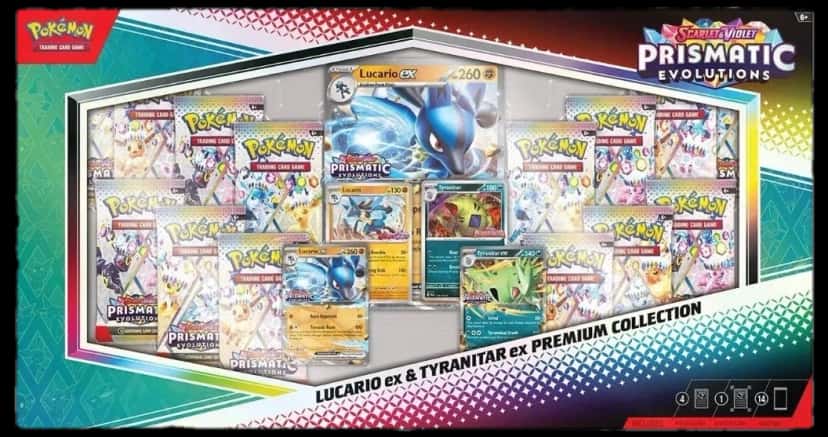 Prismatic Evolutions Lucario & Tyranitar Premium Collection collection box