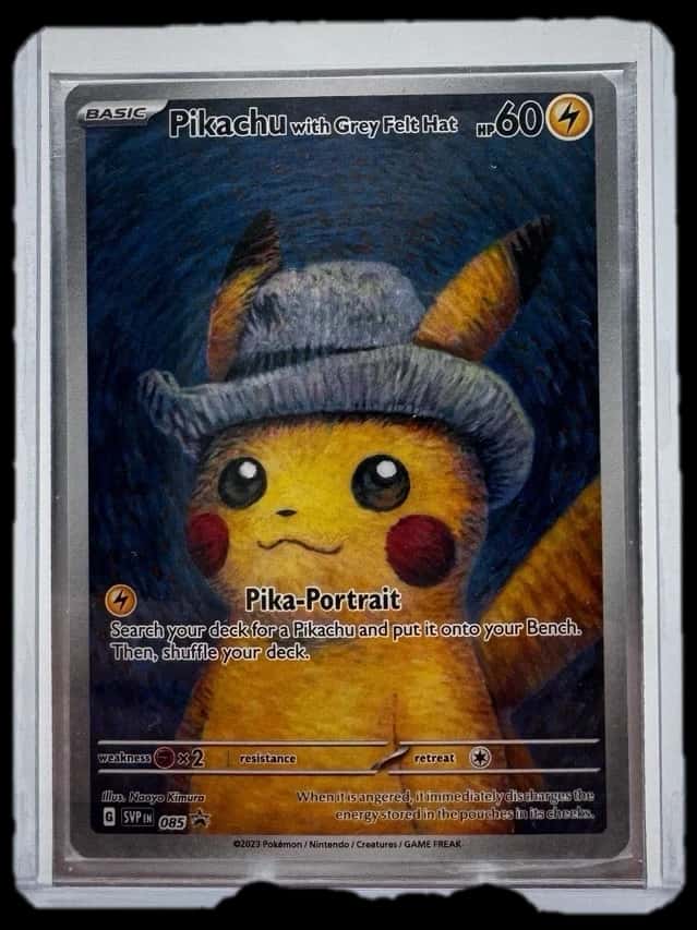 Van Gogh Museum Promo Pikachu With Grey Felt Hat sealed promo card