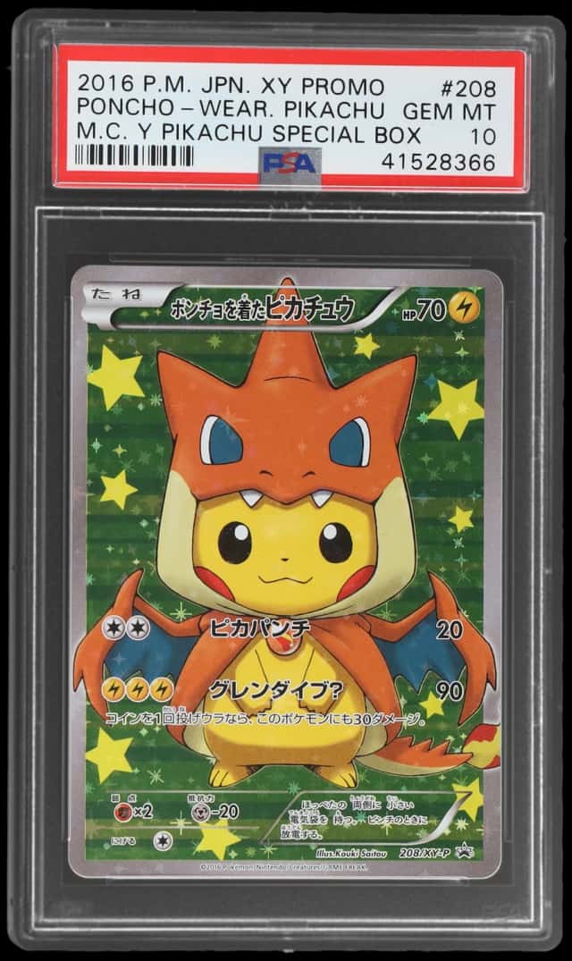 2016 Pokemon XY Promo Mega Charizard Y Special Box Japanese Poncho Wearing Pikachu #208XYP