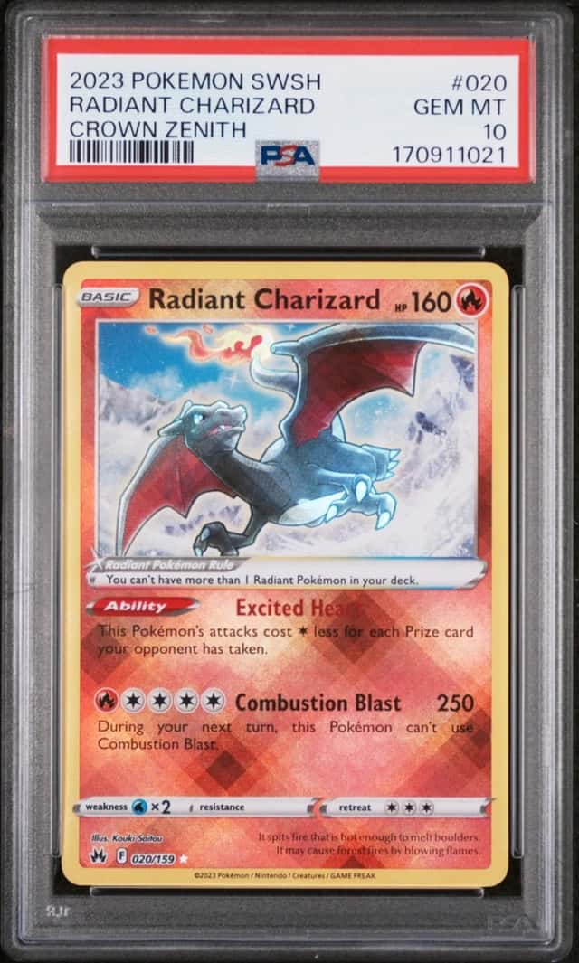 2023 POKEMON SWORD & SHIELD CROWN ZENITH #020 RADIANT CHARIZARD PSA 10