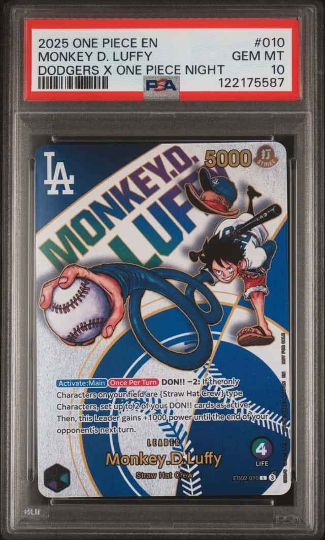ONE PIECE MONKEY D. LUFFY 2025 PROMOS #010 DODGERS X OP NIGHT PSA 10