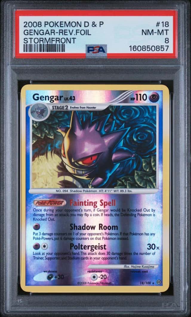 2008 Pokemon D & P Stormfront #18 Gengar Reverse Foil PSA 8 NM-MT