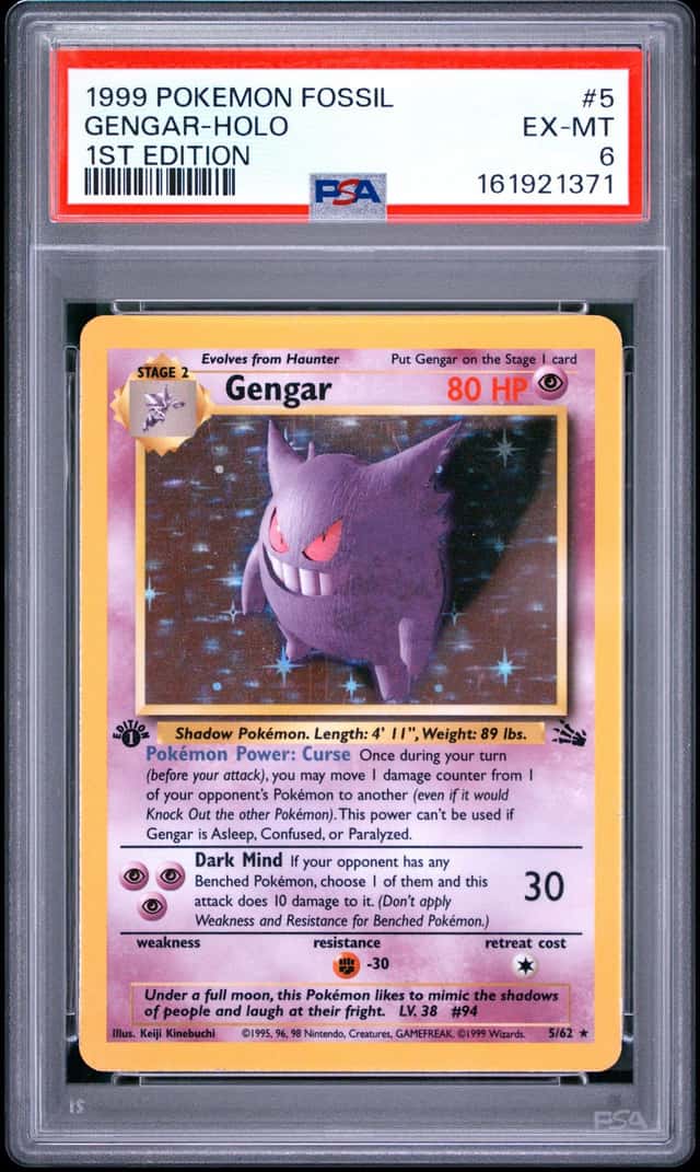 1999 POKEMON FOSSIL 1ST EDITION #5 GENGAR-HOLO PSA 6