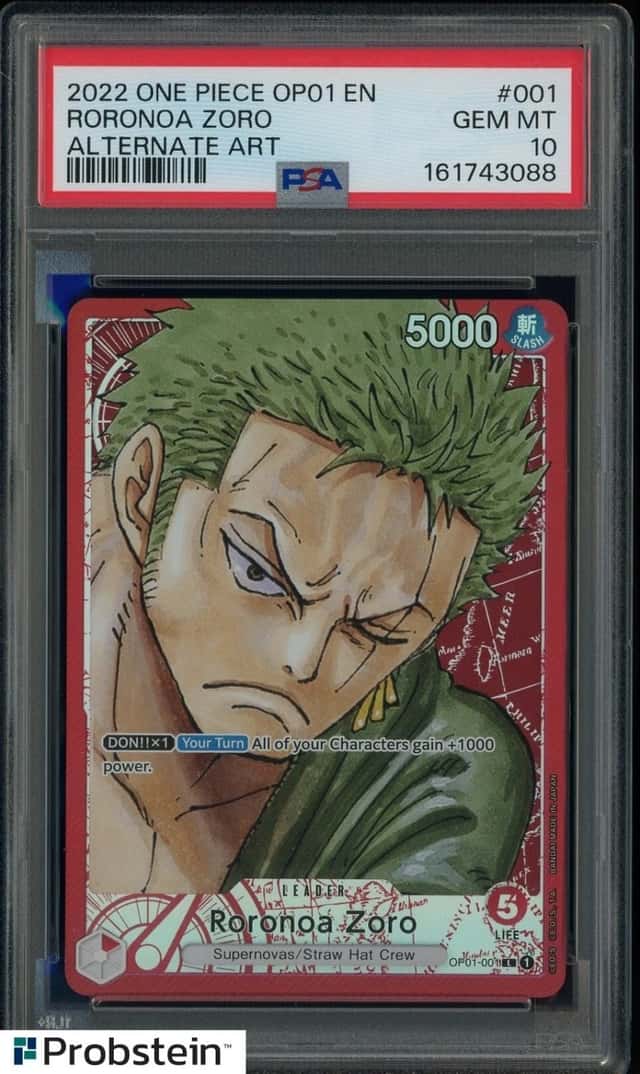 2022 One Piece OP01 EN Alternate Art #001 Roronoa Zoro PSA 10 GEM MINT