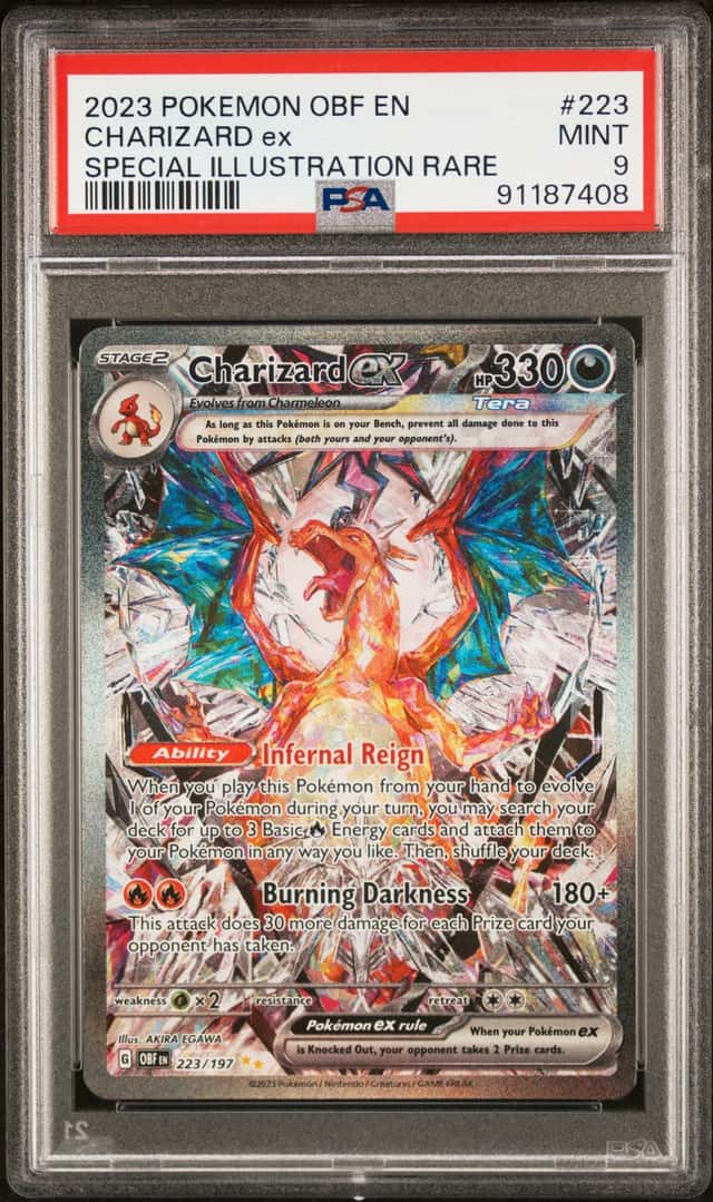Pokémon, Charizard EX SIR, Obsidian Flames, #223, Holo, PSA 9