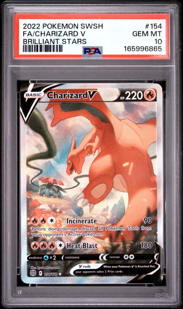 2022 Pokemon SWSH Brilliant Stars #154 FA Charizard V PSA 10 GEM MINT