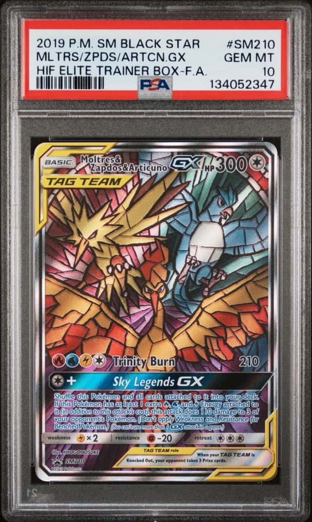 Pokemon Moltres & Zapdos & Articuno GX Hidden Fates ETB FA Promo SM210 PSA 10