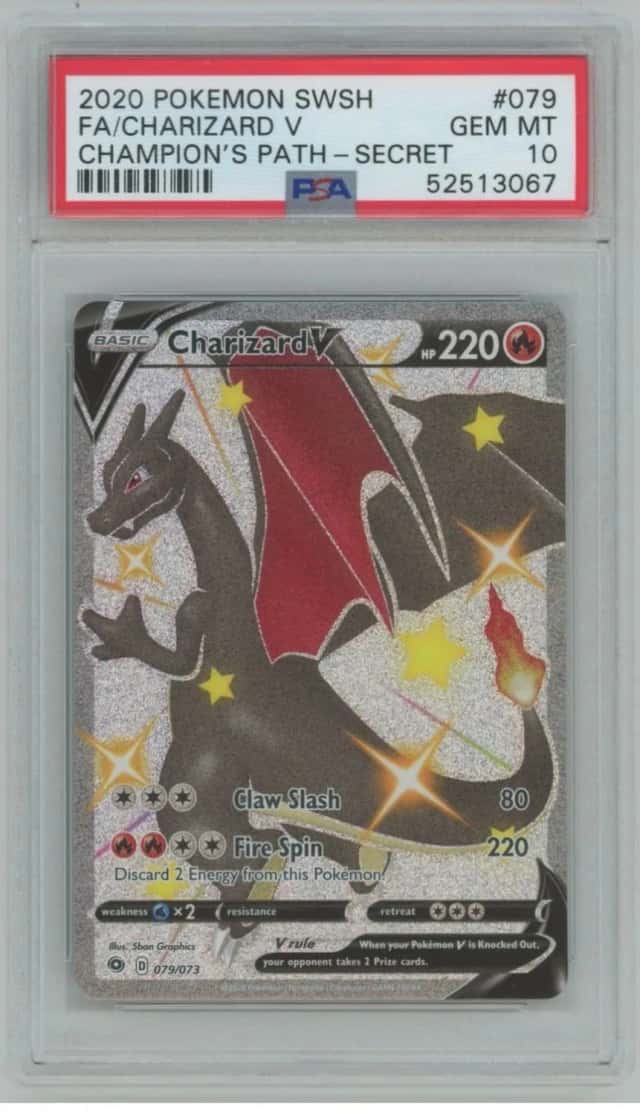 2020 Pokemon SWSH Champion's Path Secret Full Art Charizard V PSA 10 #079/073