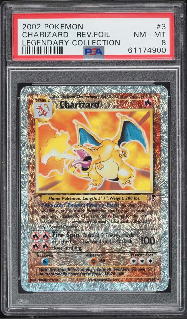 2002 Pokemon Legendary Collection Reverse Holo Charizard #3 PSA 8 NM-MT
