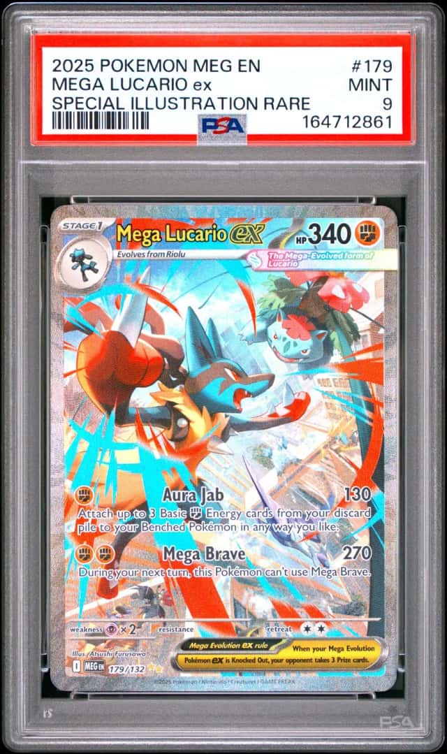 Pokemon TCG Mega Lucario ex SIR 179/132 Mega Evolution PSA 9 Big Hit
