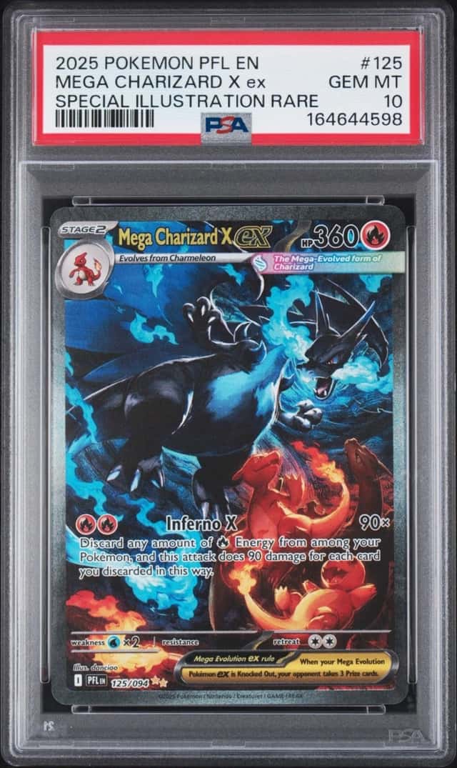 2025 POKEMON PFL SPECIAL ILLUSTRATION RARE #125 MEGA CHARIZARD X EX PSA 10