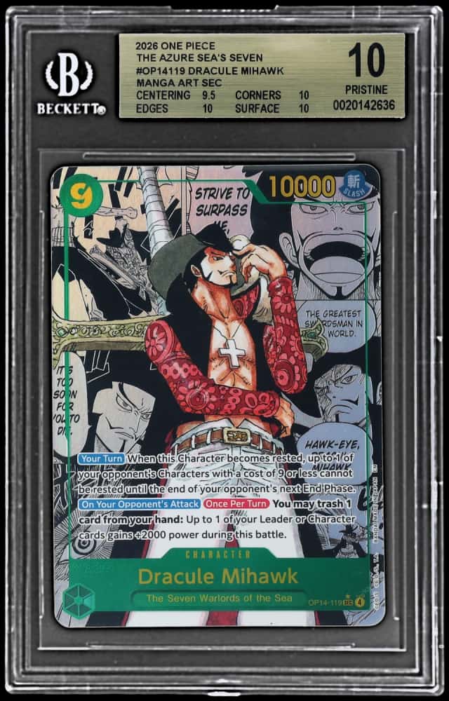 2026 One Piece the Azure Sea's Seven Manga Alternate Art Dracule Mihawk #OP14-119