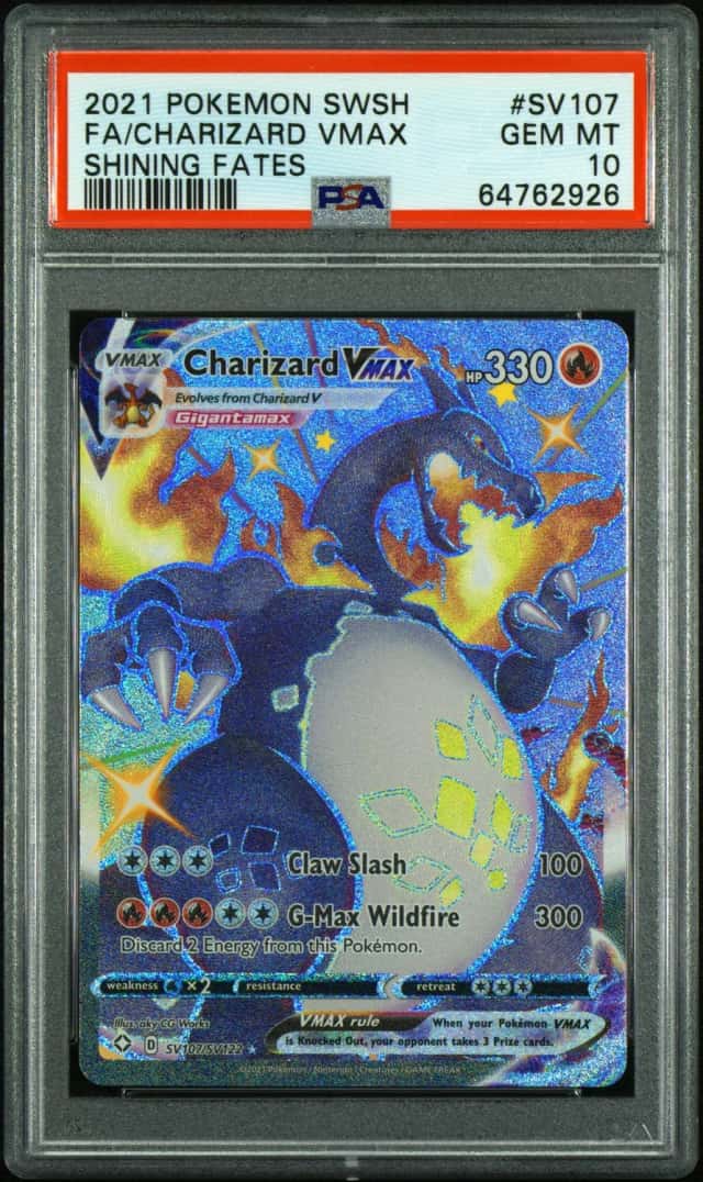 POKEMON CHARIZARD VMAX 2021 SWORD & SHIELD SHINING FATES #SV107 FA PSA 10