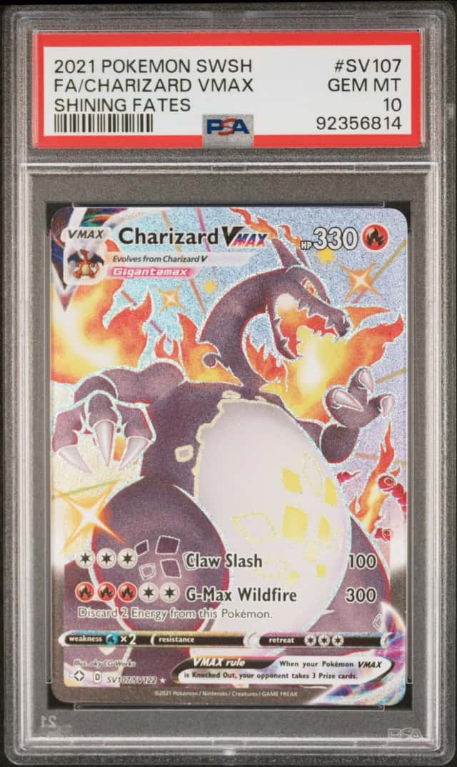 POKEMON CHARIZARD VMAX 2021 SWORD & SHIELD SHINING FATES #SV107 FA PSA 10