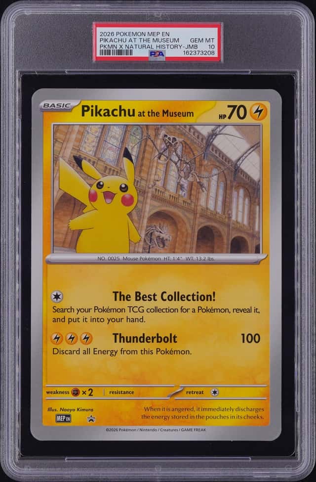 2026 POKEMON MEP EN-ME BLACK STAR PROMO JUMBO PIKACHU AT THE MUSEUM PSA 10