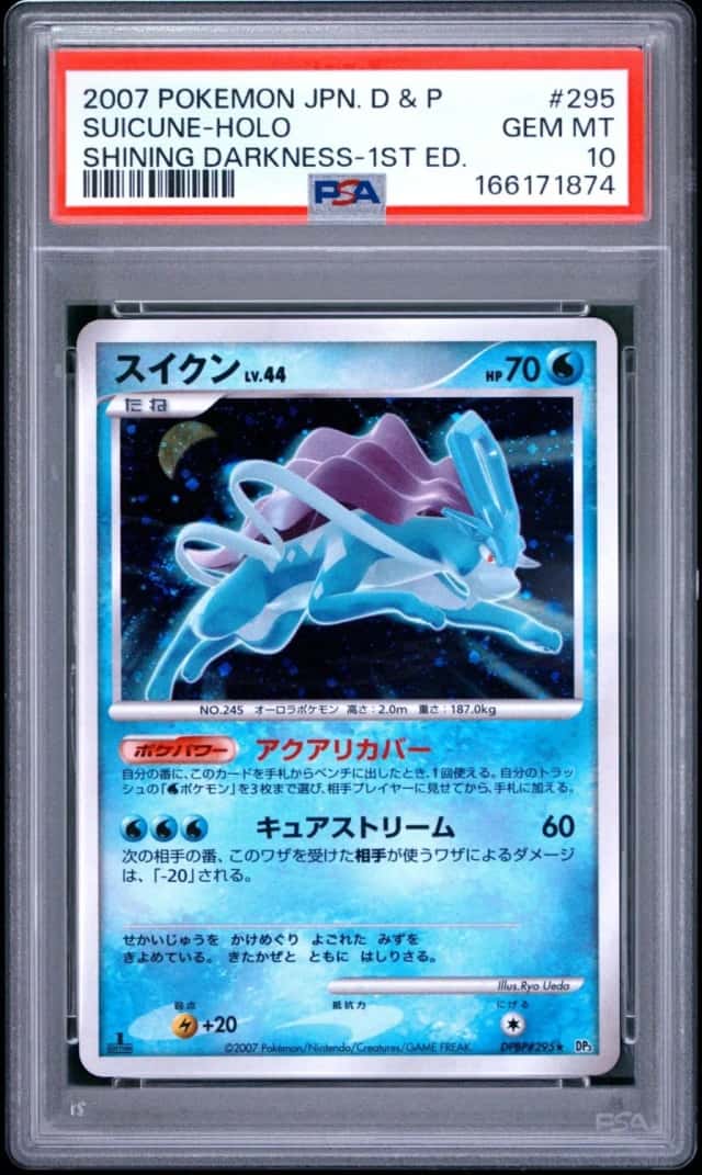 2007 POKEMON JAPANESE DIAMOND & PEARL SHINING DARKNESS #295 SUICUNE-HOLO PSA 10