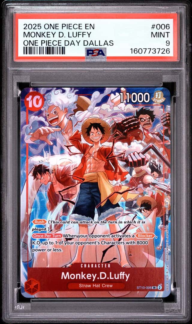 2025 One Piece EN One Piece Day Dallas #006 Monkey D Luffy PSA 9 MINT