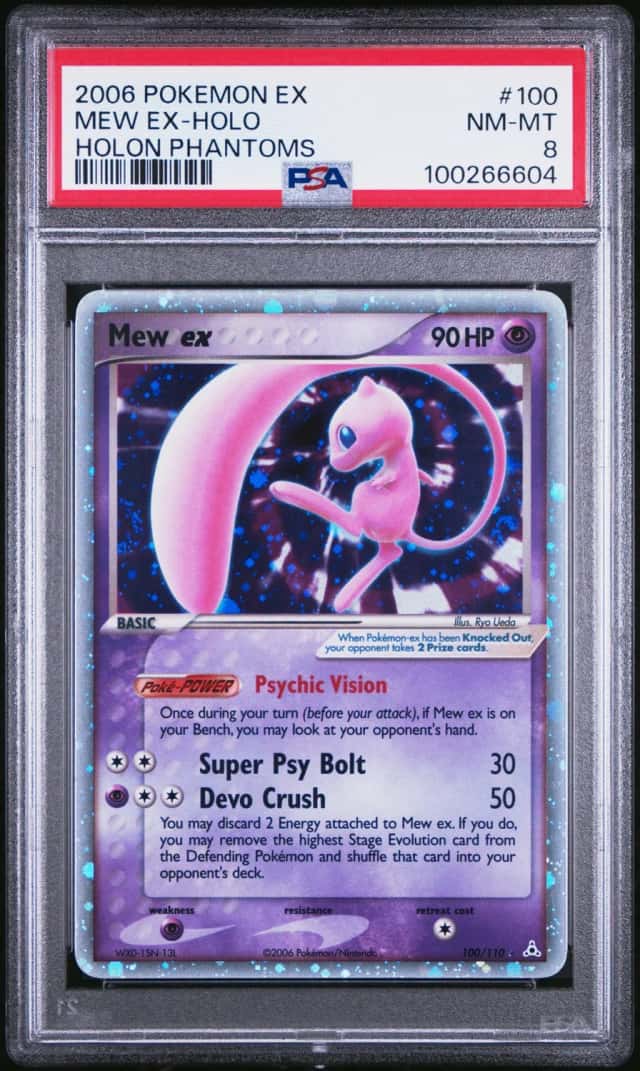 Mew EX Holo SWIRL🌀 2006 Pokemon EX Holon Phantoms #100 PSA 8 NM-MT (NEW CERT!)