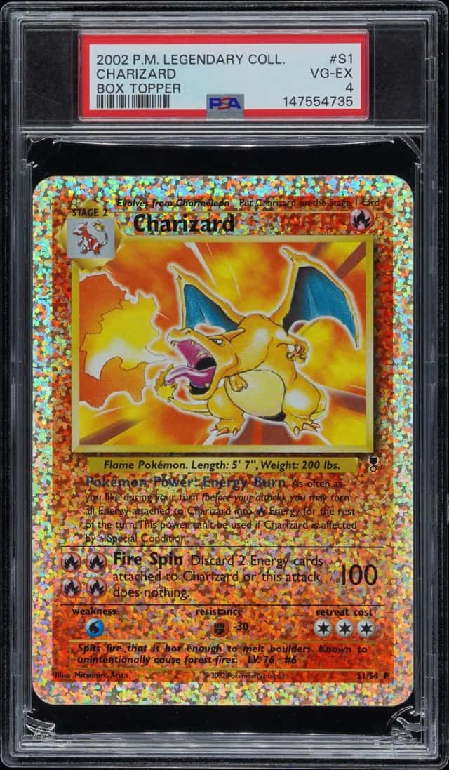 2002 POKEMON LEGENDARY COLLECTION BOX TOPPER PROMO #S1 CHARIZARD PSA 4