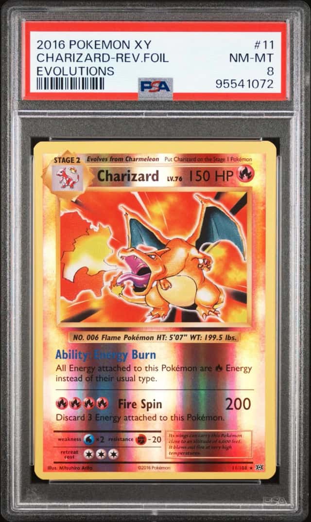2016 Pokémon TCG XY Evolutions Charizard Reverse Holo #11/108 PSA 8